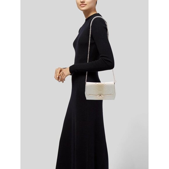 COACH Madison Cream Python Embossed Leather Turn Lock Chain Crossbody - Picture 3 of 11